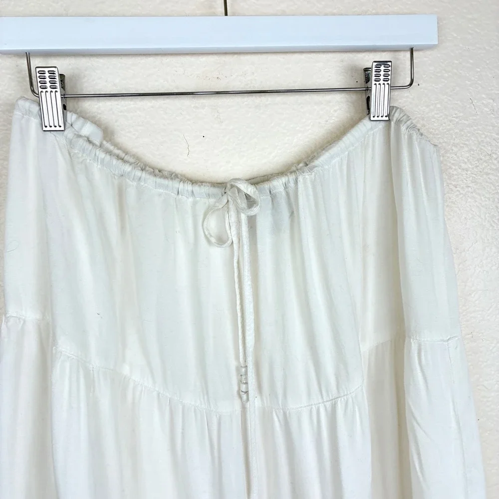 Vintage White Stag Skirt Sz XL Tiered Maxi Boho Peasant Cottage Festival Beaded